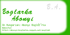 boglarka abonyi business card